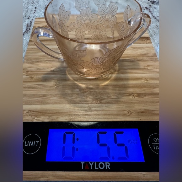 Depression Glass 2 Dogwood Macbeth Evans Pink Open Sugar Bowls / Cups W/ Handles - Picture 6 of 12